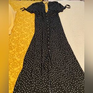 Express Black and White Buttoned Maxi Dress